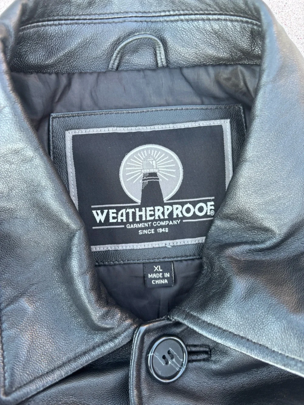 Weatherproof Men's Black Leather Pea Coat